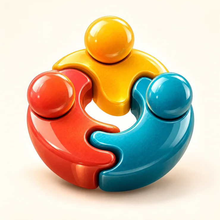 Bright, interlocking puzzle pieces symbolizing different contributions.